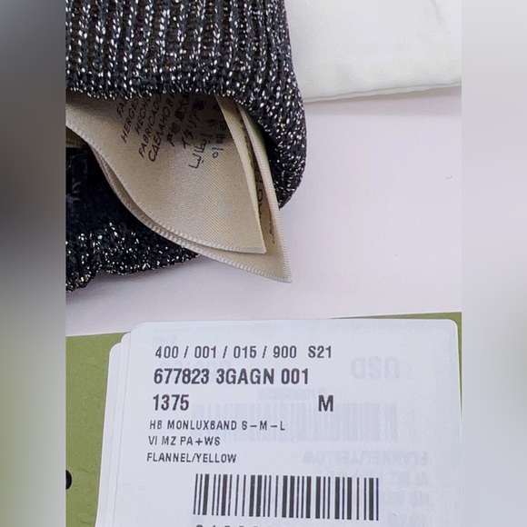 ❌SOLD❌NWT Authentic GUCCI Black Metallic Lurex Headband Logo GG Size M (57cm) - Picture 10 of 12